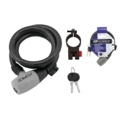 Lucchetto FORCE Con Cavo A Spirale 185x8 E Supporto