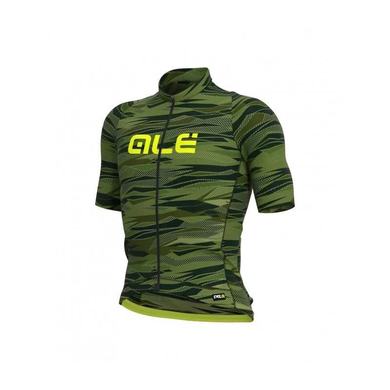 Maglia Ciclismo ALE' GRAPHICS PRR ROCK Verde Giallo Fluo 1 Maglia Ciclismo ALE' GRAPHICS PRR ROCK Verde Giallo Fluo