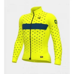 Maglia Invernale Ciclismo ALE' PR-R STARS Giallo Fluo-petrolio 2022