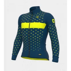 Maglia Invernale Ciclismo ALE' PR-R STARS Petrolio-giallo Fluo 2022
